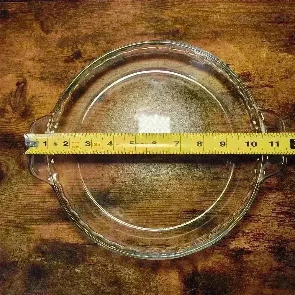 ANCHOR HOCKING 9.5‎ INCH 24 CM GLASS PIE PLATE WITH CRIMPED FLUTED EDGE USA